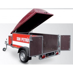 Přívěsný vozík pro hasiče DV21 skříň na motorové čerpadlo a příslušenství
